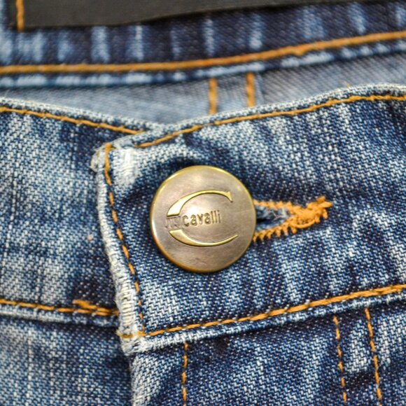 JUST CAVALLI Vintage Roberto Cavalli Straight-Leg Blue Jeans With Fading Size 27 - Picture 9 of 9